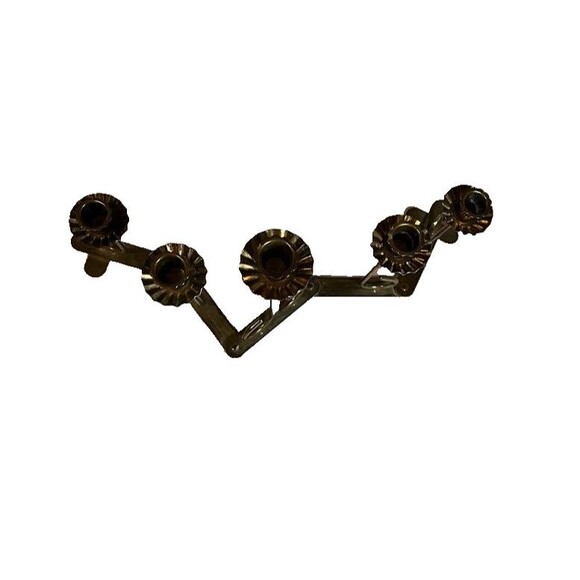 Vintage Brass Movable 5 Varying Heights Flutted Candleholders Candlelabra - Picture 4 of 5